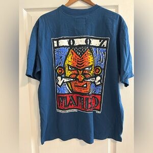 MAMBA New size Men’s Medium Vintage Blue Graphic Tee with Bold Tribal Face Print